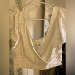 Cropped White V-neck blouse